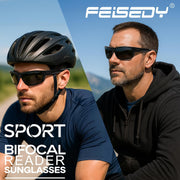 ÉÌƷͼƬ 2 | B0FGJCLQD6 | FEISEDY 2 Pack Bifocal Reader Sunglasses for Men Wrap Around Design Sun Readers Sports/Outdoor/Driving/Fishing B0303