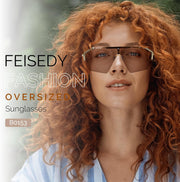 ÉÌƷͼƬ 11 | B0D6G3P982 | FEISEDY Fashion Flat One Piece Oversized Sunglasses Rimless Irregular Stylish Retro Design Shade Women Men B0153