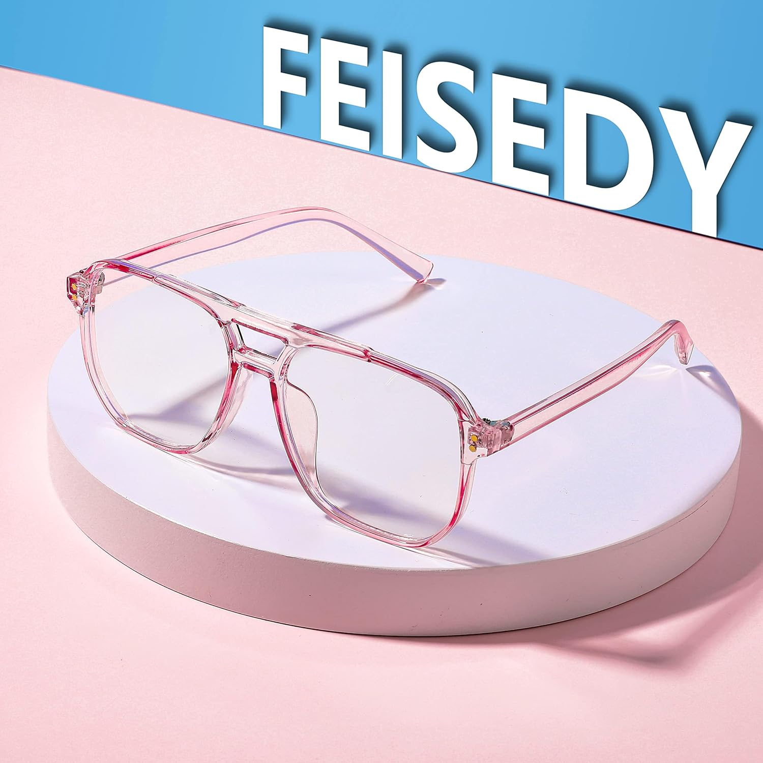 商品图片 30 | B0C6ZZXZ3F | FEISEDY Blue Light Glasses for Women Men Oversized Pilot Lightweight B2866