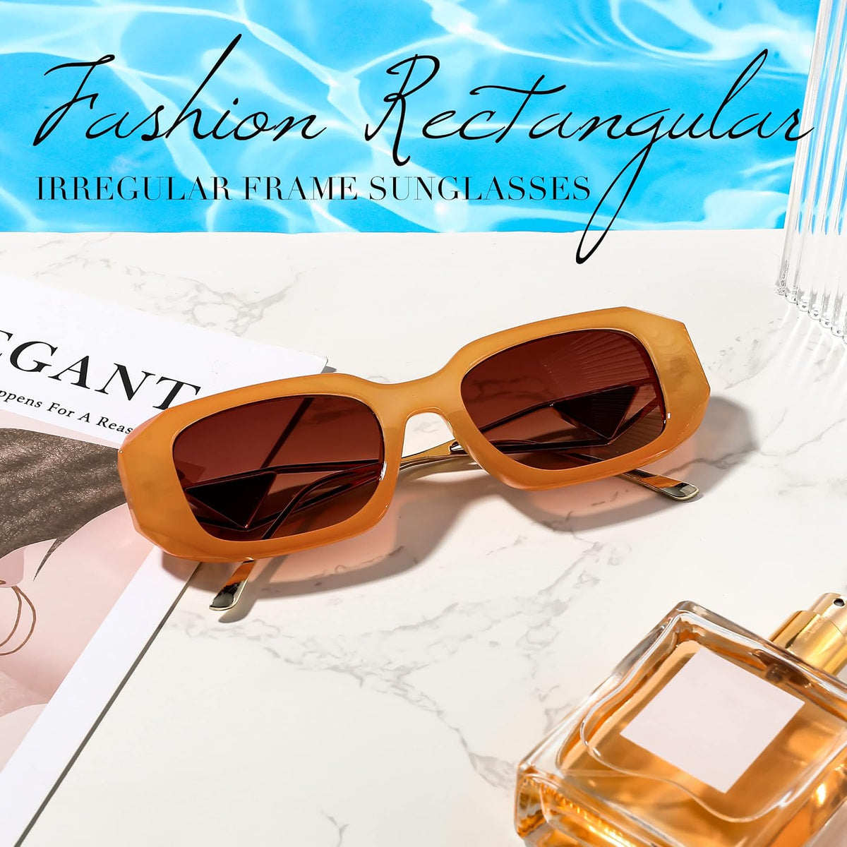 商品图片 24 | B0BV5YP1F2 | FEISEDY Retro Rectangle Sunglasses for Women Trendy Small Square Sunglasses 90s Vintage Shades B2968
