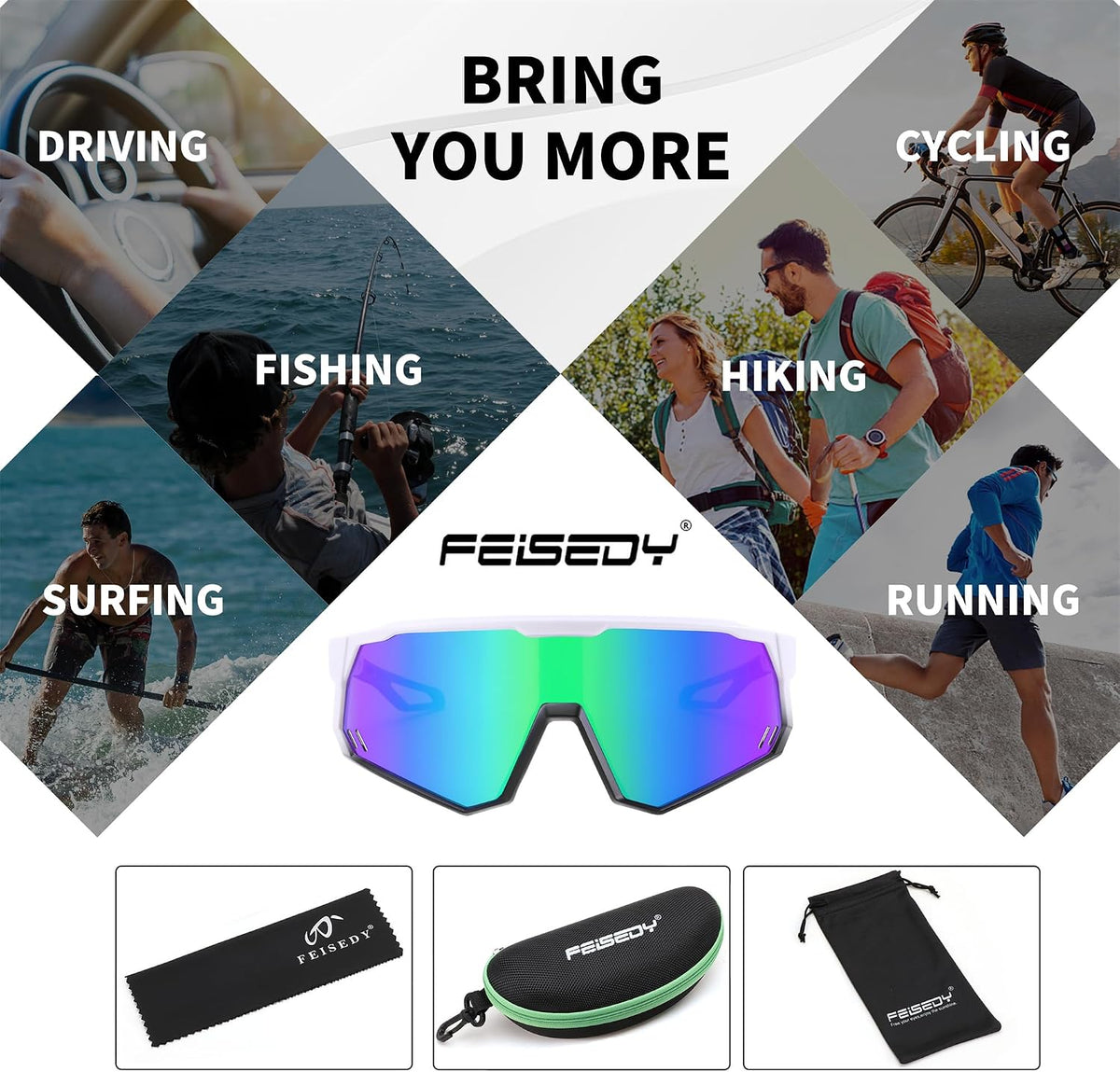 ÉÌƷͼƬ 18 | B0D78XVKSX | FEISEDY Polarized Cycling Glasses Sports Sunglasses, UV400 Protection Baseball Running Glasses for Men Women Youth B0180
