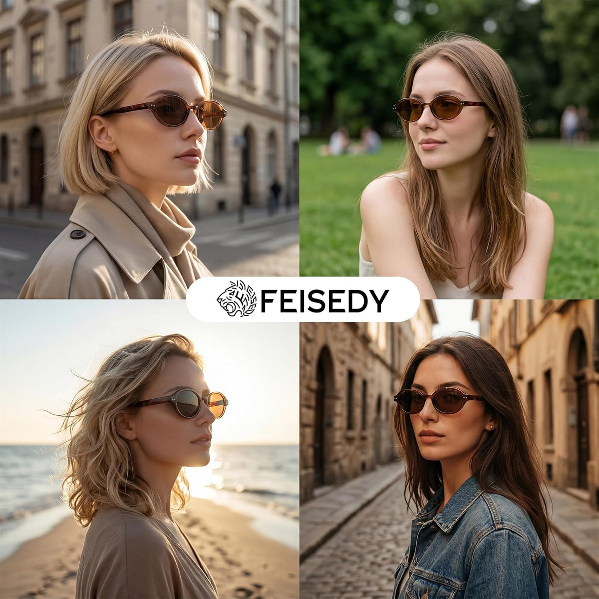 ÉÌƷͼƬ 32 | B0GV61HCD9 | FEISEDY Retro Oval Sunglasses for Women Small 90s Y2K UV Protection B1584