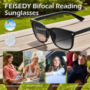 ÉÌƷͼƬ 13 | B0DFPVZVTV | FEISEDY Classic Bifocal Reader Sunglasses for Women Men Square Blue Light Reading Glasses B0231