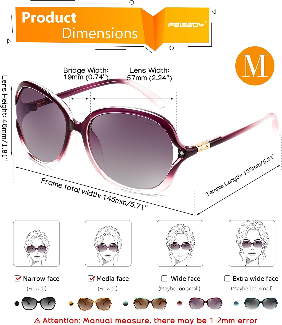 ÉÌƷͼƬ 5 | B0H8N71P98 | FEISEDY Fashion Polarized Sunglasses for Women Butterfly UV400 B0424