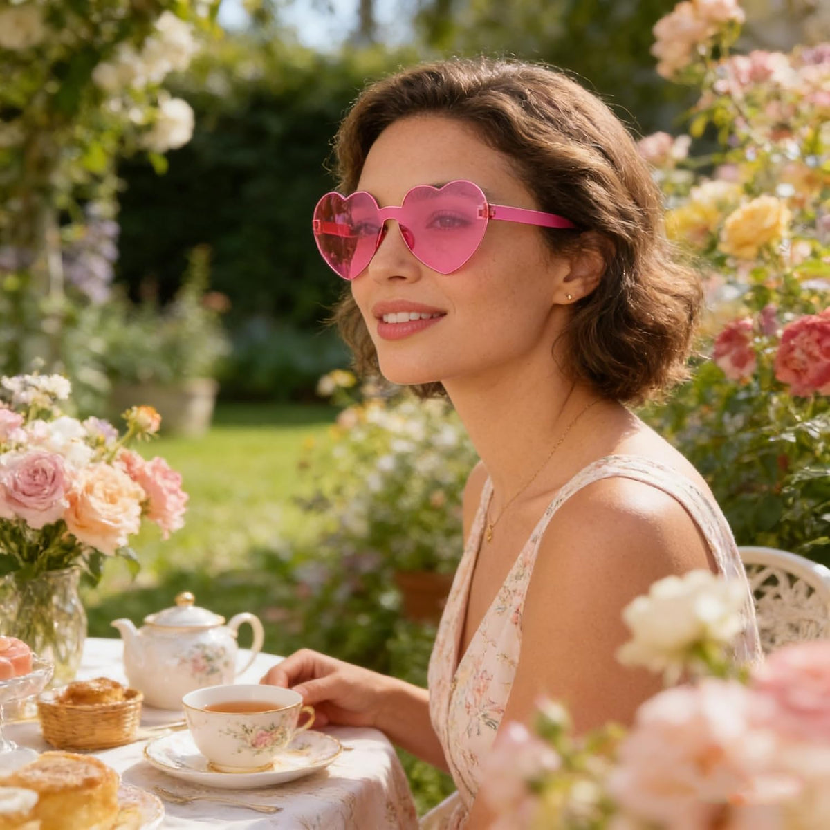 商品图片 5 | B0FN7D3VNJ | Rimless Heart Shaped Sunglasses Cute Glasses Disco One Piece Transparent Trendy Love Glasses B2826