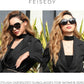 商品图片 3 | B0BJ71VZCB | FEISEDY Women's Fashion Sunglasses, Oversized Square Frame with Pearl Sparkling, Polarized UV Protection B2821