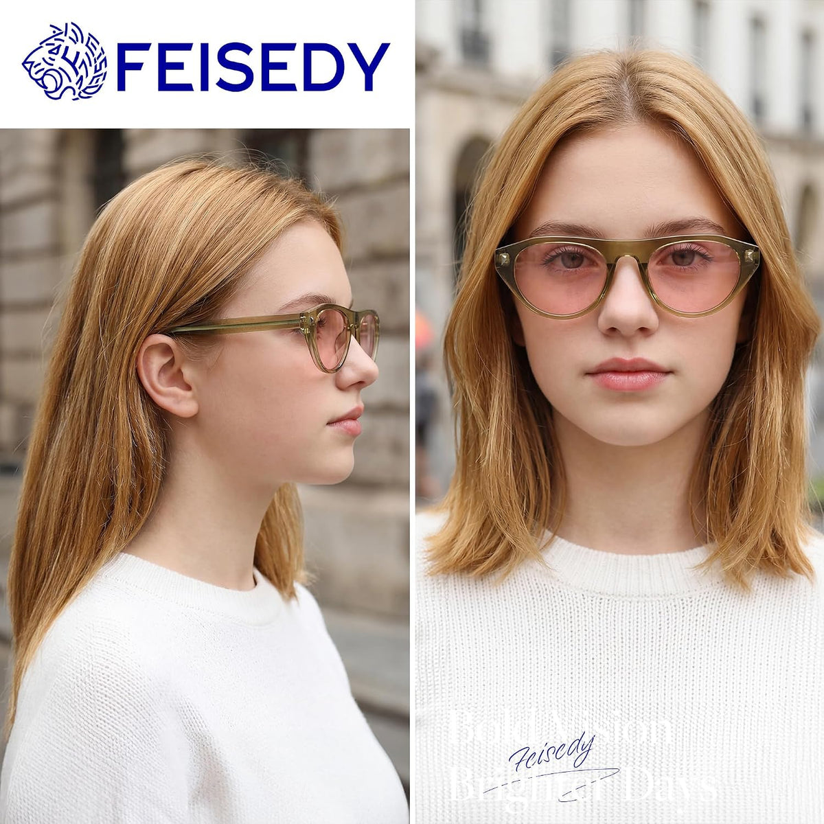 ÉÌƷͼƬ 23 | B0GSYML7HF | FEISEDY Retro Oval Cat Eye Sunglasses for Women Men B0411