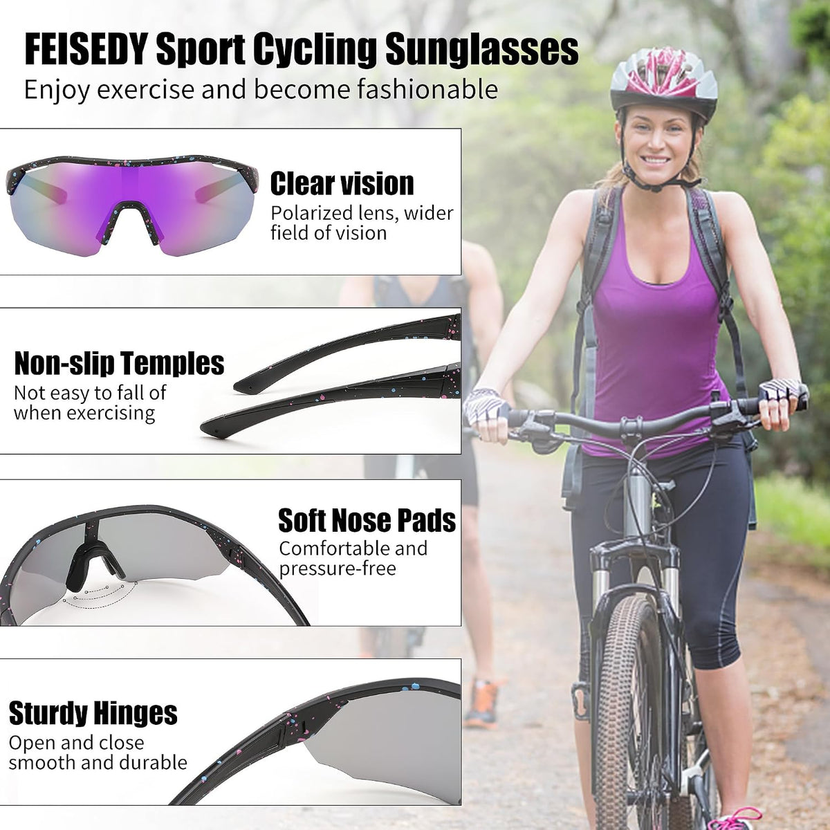 ÉÌƷͼƬ 11 | B0CNCBXTDV | FEISEDY Polarized Sunglasses Baseball Lightweight Frame Men Women Sports Cycling Sun Glasses for MTB UV400 Protection B0056