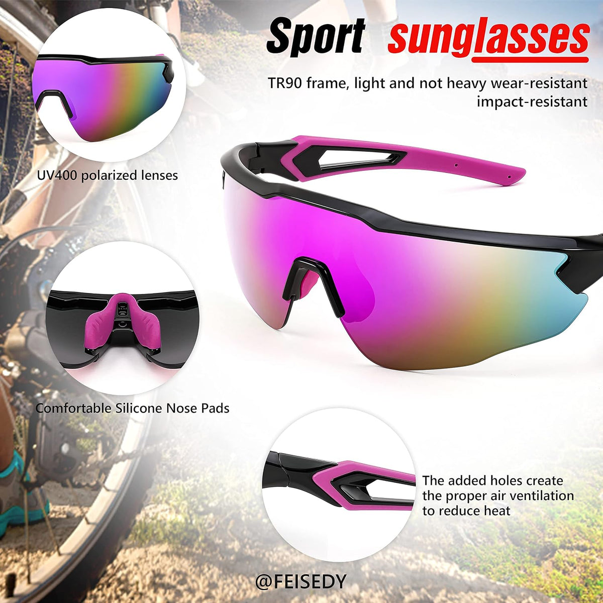ÉÌƷͼƬ 19 | B0C3VXWRTK | FEISEDY Youth Sport Polarized Sunglasses for 8-16 Cycling Running Driving Baseball Goggles Glasses B0011
