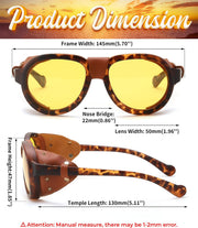 ÉÌƷͼƬ 9 | B0D5HMBR1X | FEISEDY Steampunk Sunglasses Women Men£¬Polarized Yellow Lens, Retro Round Vintage Frame Leatherwear B0159