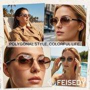 ÉÌƷͼƬ 3 | B0GY42ZV46 | FEISEDY Women and Men UV400 Protection Sunglasses, Polygon Square Metal Frame Retro Stylish Shades B0452