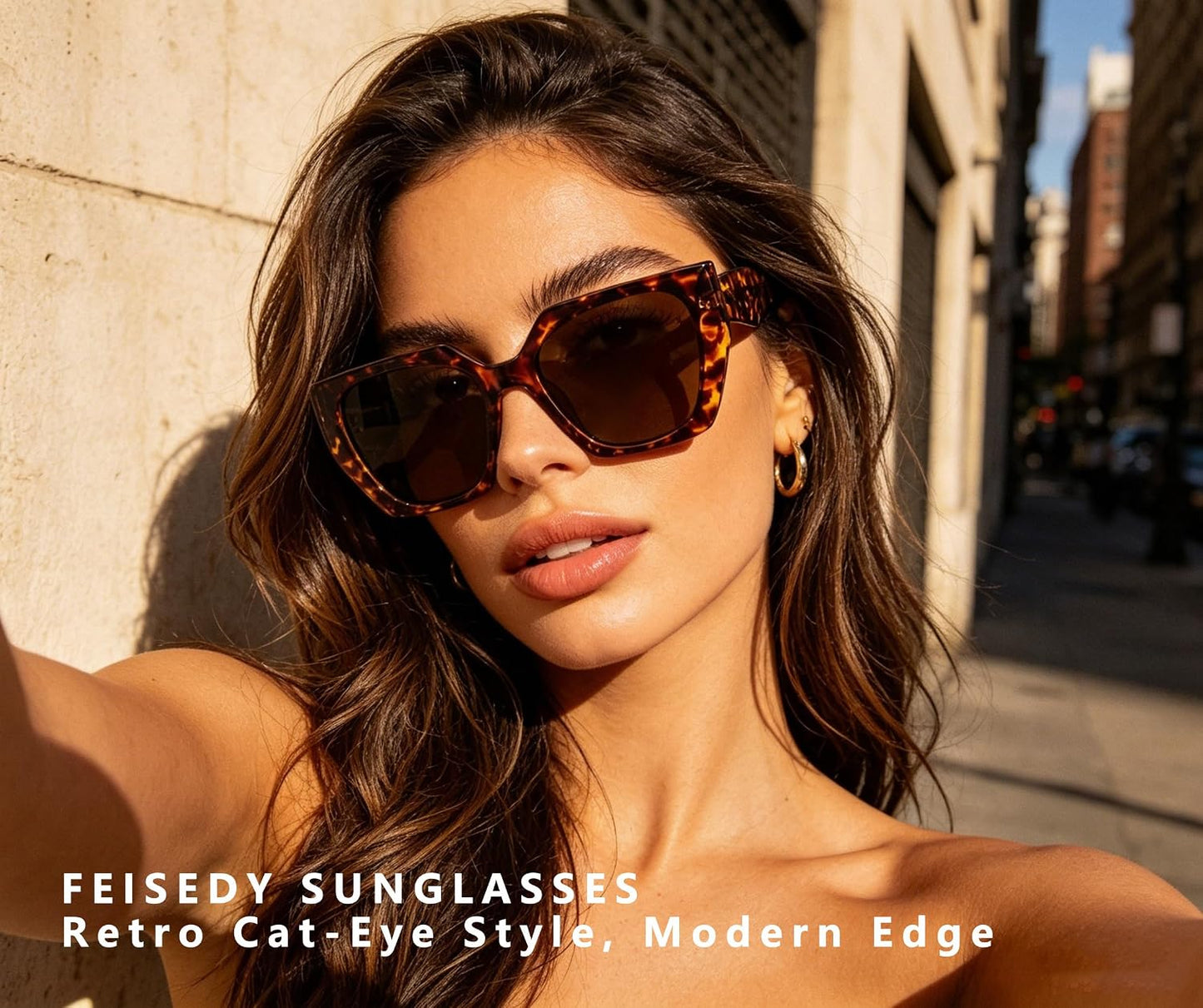商品图片 19 | B0CNCTSQ2Z | FEISEDY Trendy Polarized Sunglasses, Oversized Irregular TR Frame for Women Men, Retro Shades UV400 B0016