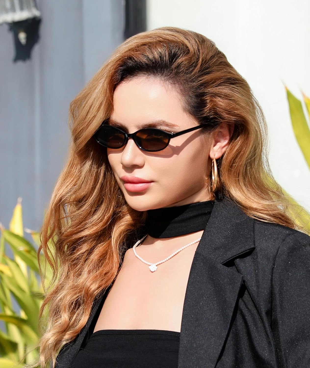 商品图片 39 | B0DMN6519L | FEISEDY Retro Oval Cat Eye Sunglasses for Women 90s Narrow Lightweight Shades Y2k Trendy Sunnies B0257