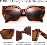 ÉÌƷͼƬ 20 | B0CNCTSQ2Z | FEISEDY Trendy Polarized Sunglasses, Oversized Irregular TR Frame for Women Men, Retro Shades UV400 B0016