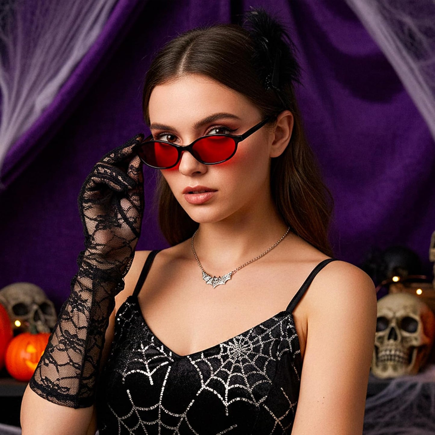 商品图片 82 | B0DMN6519L | FEISEDY Retro Oval Cat Eye Sunglasses for Women 90s Narrow Lightweight Shades Y2k Trendy Sunnies B0257
