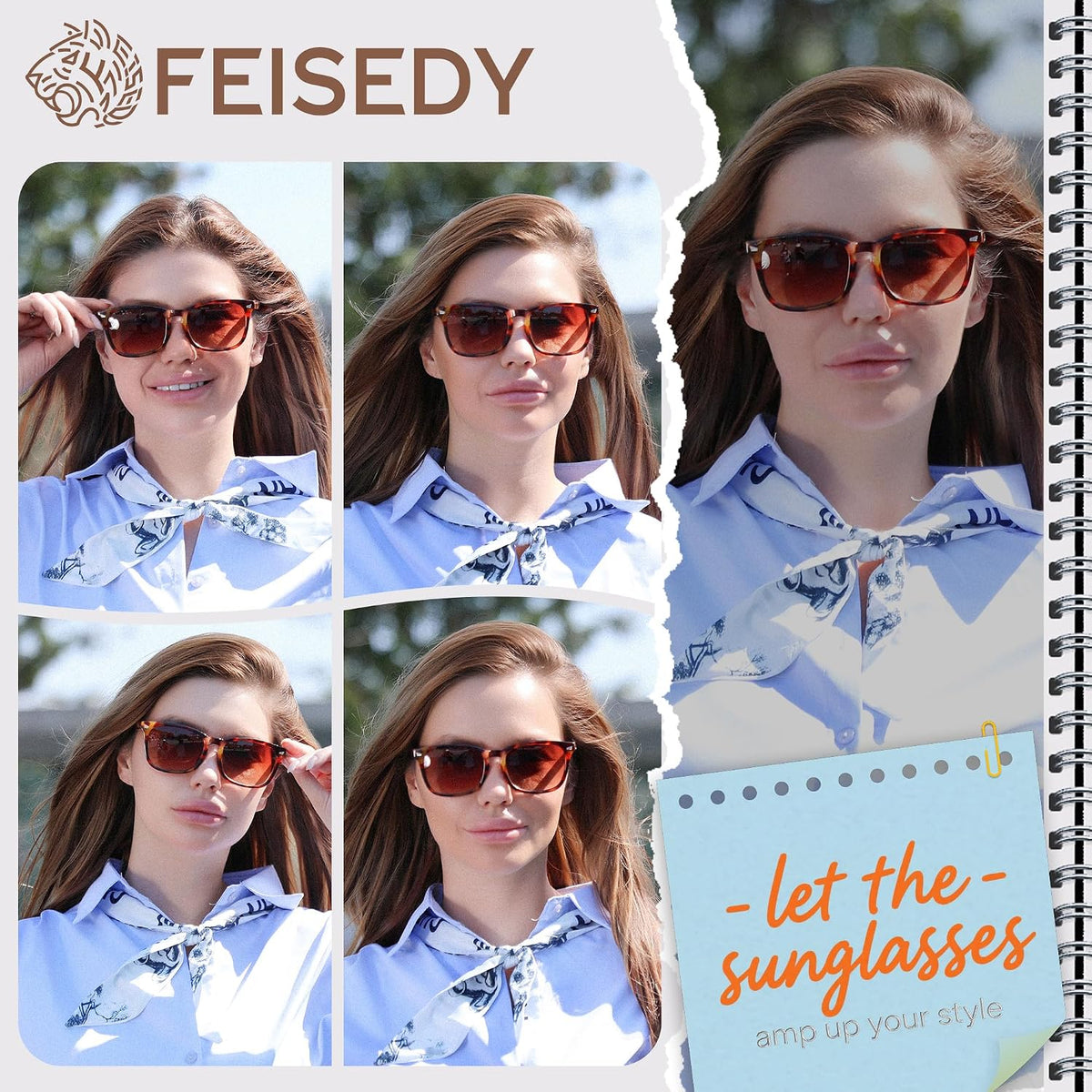 ÉÌƷͼƬ 3 | B0DFPVZVTV | FEISEDY Classic Bifocal Reader Sunglasses for Women Men Square Blue Light Reading Glasses B0231