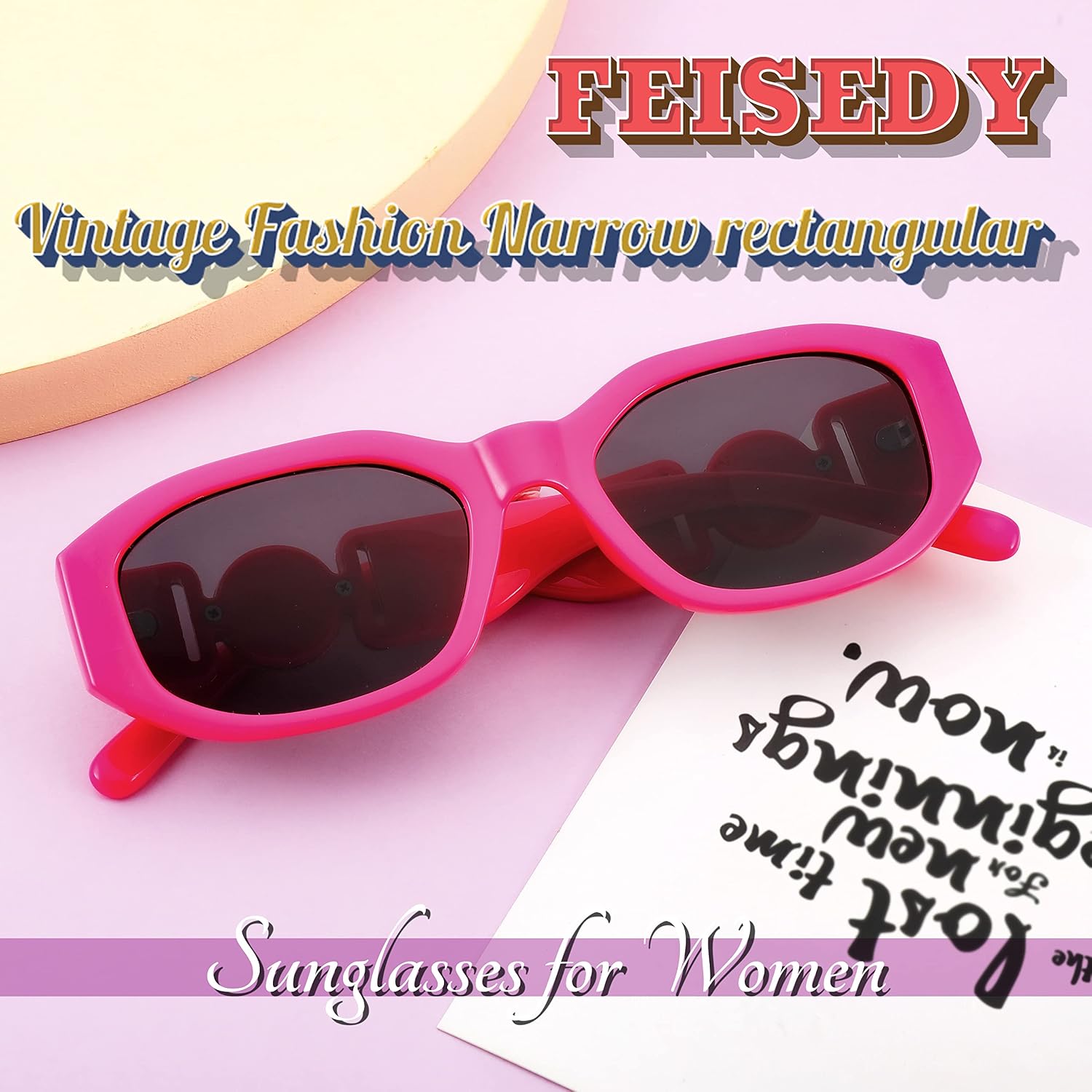 商品图片 94 | B0B5V7T75J | FEISEDY Retro Trendy Rectangle Sunglasses Women Men Narrow Shades B2322
