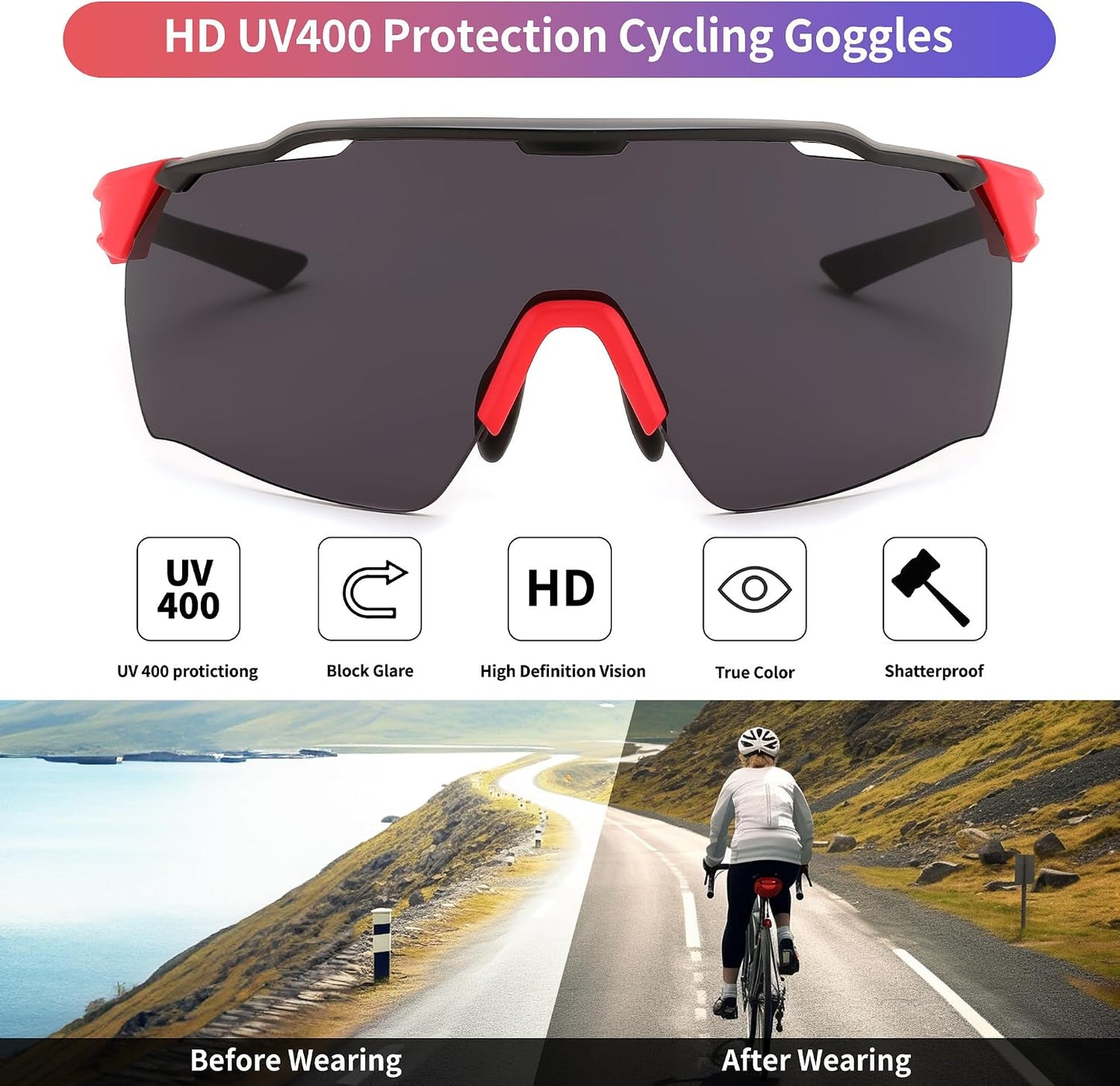商品图片 2 | B0CZDZR9PM | FEISEDY Sports Sunglasses for Men Women,Driving Fishing Cycling Mountain Sunglasses UV400 Protection B0149