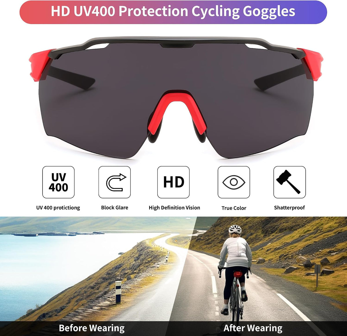 ÉÌƷͼƬ 2 | B0CZDZR9PM | FEISEDY Sports Sunglasses for Men Women,Driving Fishing Cycling Mountain Sunglasses UV400 Protection B0149
