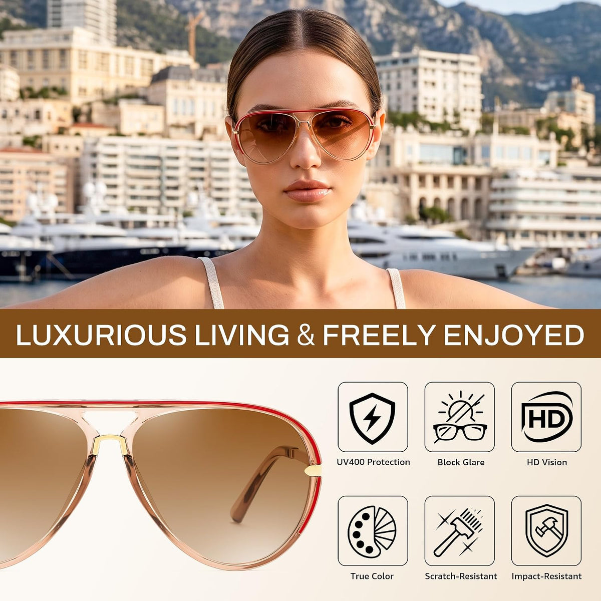 ÉÌƷͼƬ 24 | B0GYVVZBQM | FEISEDY Classic Aviator Sunglasses UV400 Protection for Women Men B0461