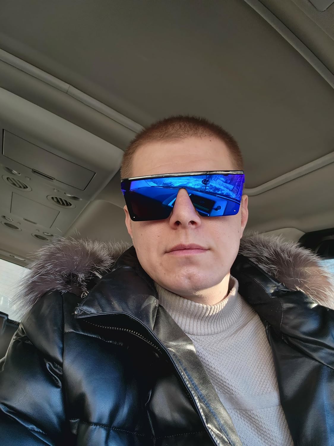 ÉÌƷͼƬ 111 | B09H6XXSDN | FEISEDY Oversized Sunglasses Mens Womens Flat Top Square Trendy Visor Shades UV400 B2470