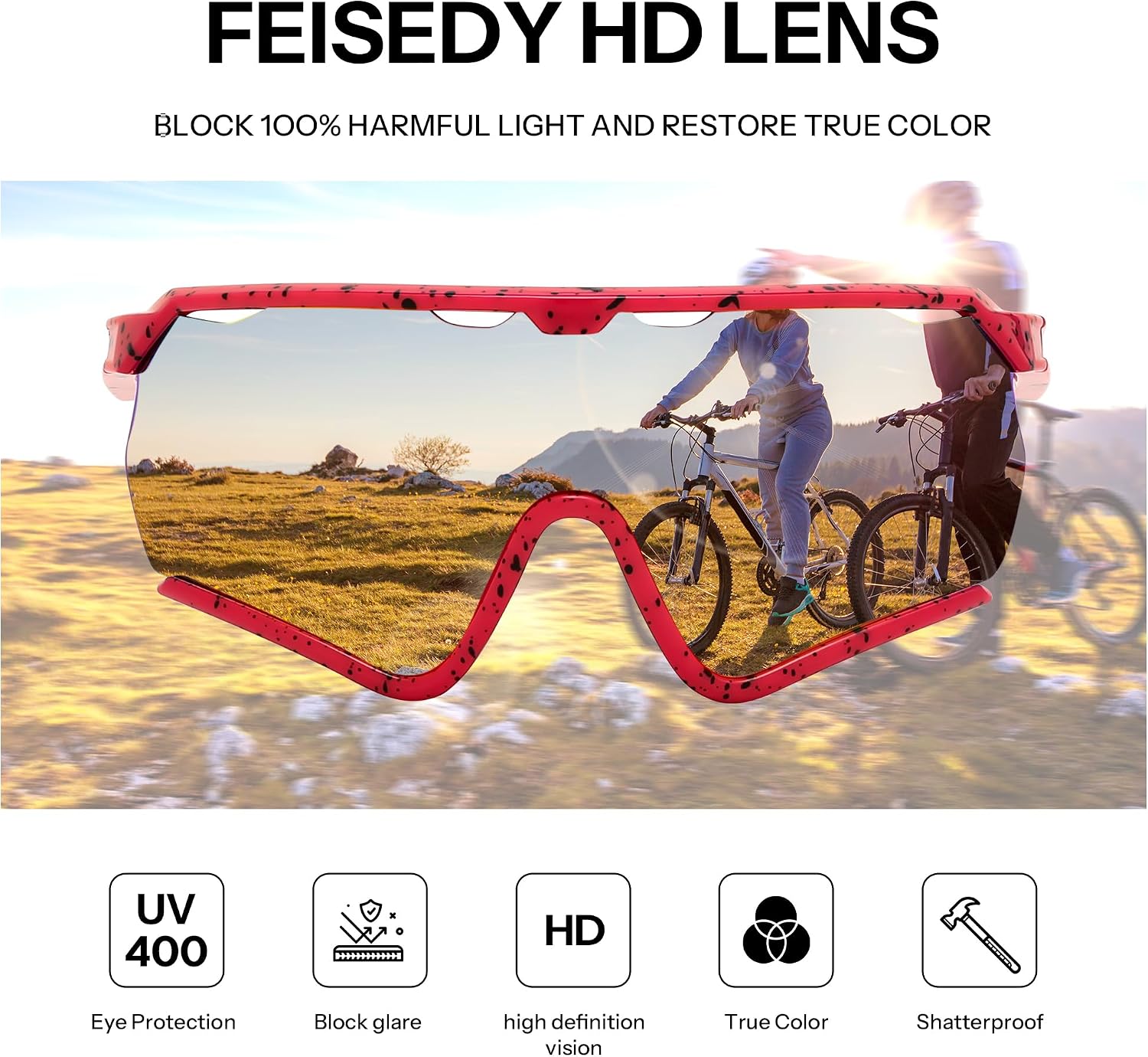 商品图片 12 | B0FL29WPXL | FEISEDY Sports Sunglasses for Men Women Youth Baseball Cycling Running Softball Biking Glasses B0305