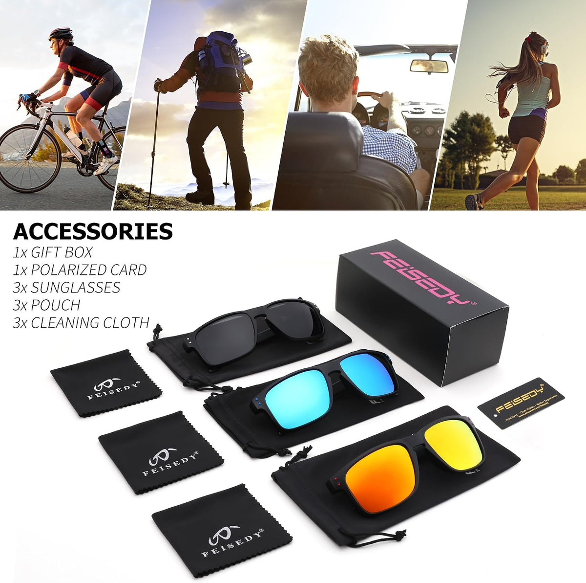 ÉÌƷͼƬ 13 | B0F8HGGZ7R | FEISEDY Polarized Sunglasses for Men Women Sports Driving Fishing Hiking Glasses UV400 Protection B0080