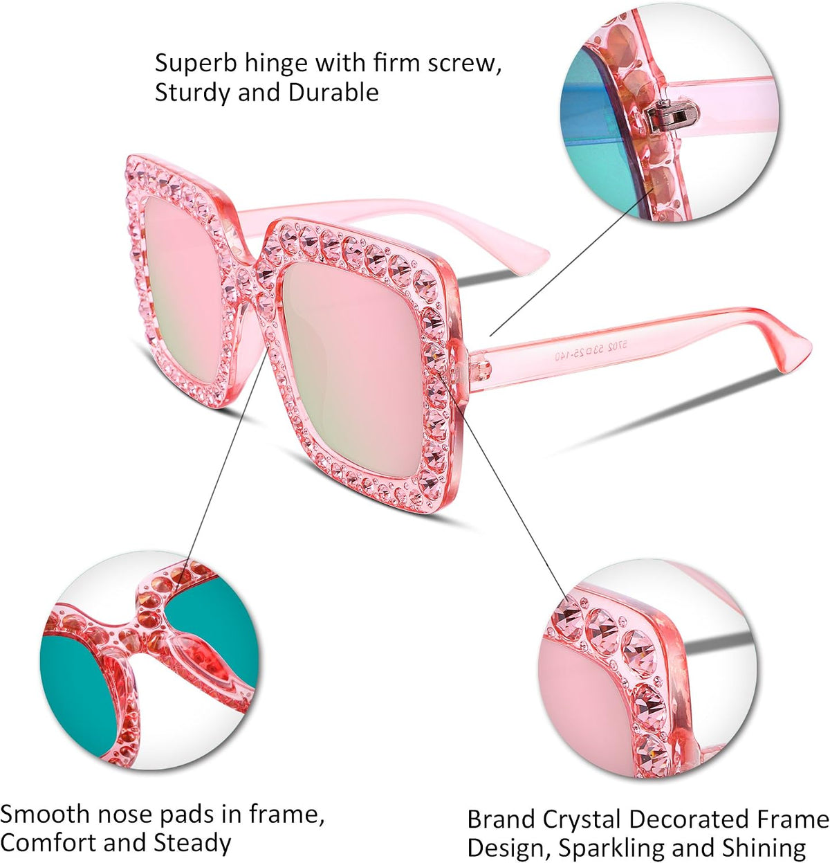 ÉÌƷͼƬ 53 | B077GMJCV8 | FEISEDY Women Sparkling Crystal Sunglasses Oversized Square Thick Frame B2283