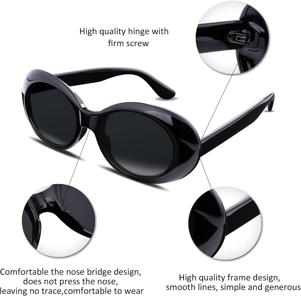 ÉÌƷͼƬ 24 | B074H8KFSZ | FEISEDY Sunglasses White Oval Clout Goggles for Women Men Retro Round Trendy Rimmed Clueless Costume Frame B2253