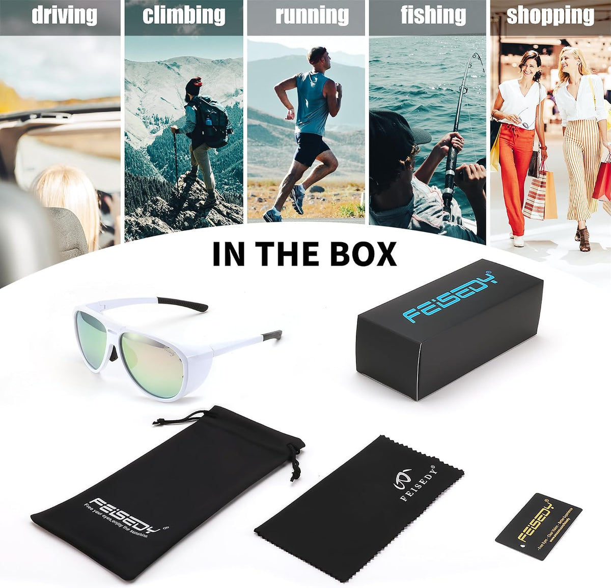 ÉÌƷͼƬ 12 | B0CT5M1L9R | FEISEDY Polarized Aviator Sunglasses Men Women Oversized Round Steampunk Sunglasses Side Shield Goggles B0095