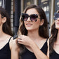 商品图片 101 | B08HVPGJW5 | FEISEDY Sunglasses Womens Trendy, Oversized Square Shades, Pearl Inlay Cat Eye Frame UV400 Protection B2625
