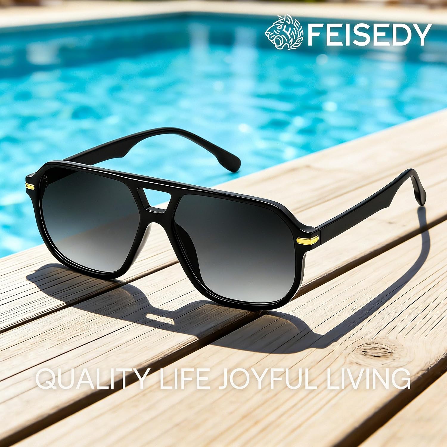 商品图片 23 | B0GTPJLQQN | FEISEDY Women Men Aviator Sunglasses UV400 Protection, Retro Trendy Square Frame for Driving Fishing Outdoor Daily B0425