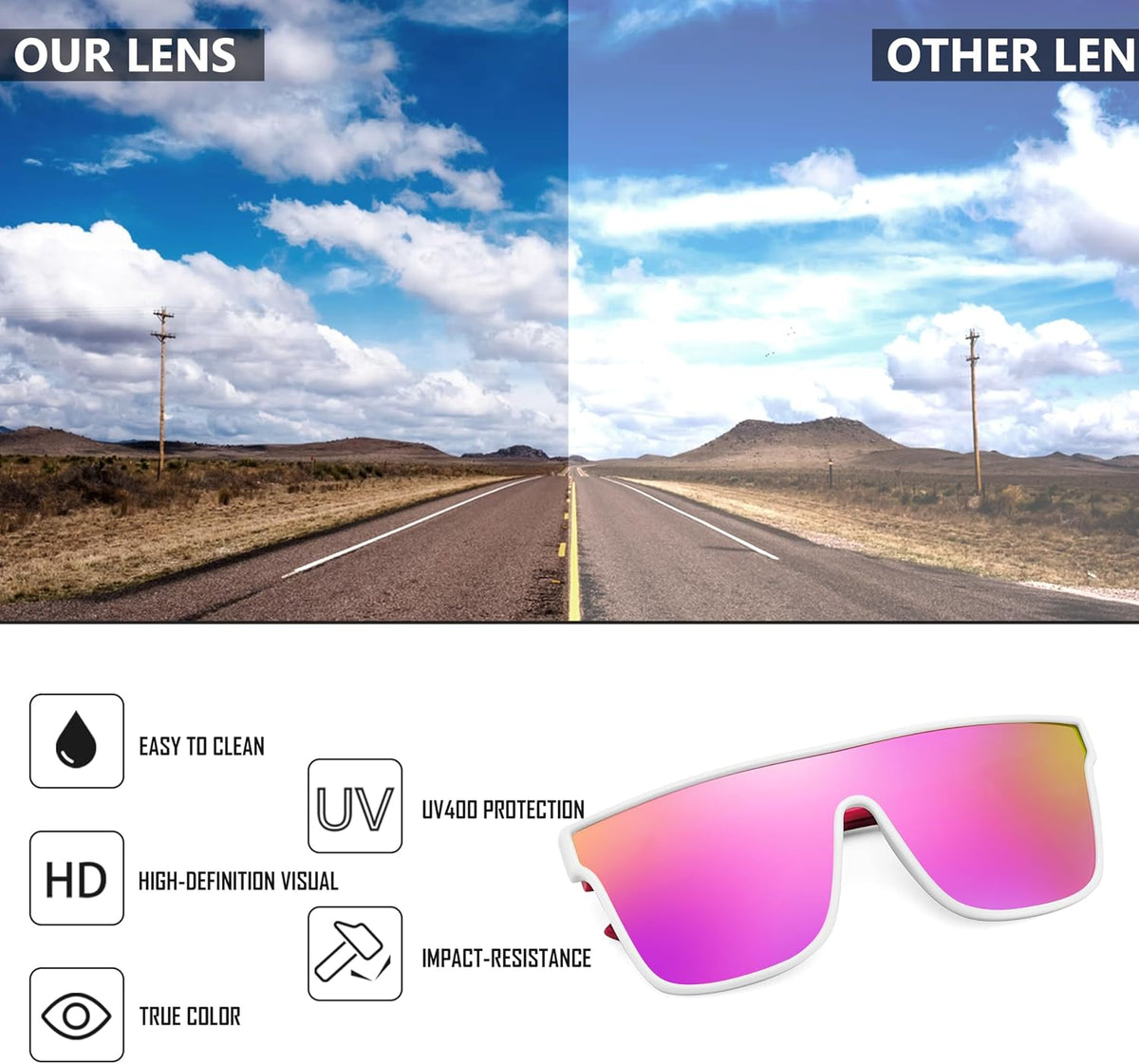 ÉÌƷͼƬ 46 | B0B2836HD6 | FEISEDY Sunglasses for Women Men, Fashion Mirrored Single Lens Shades