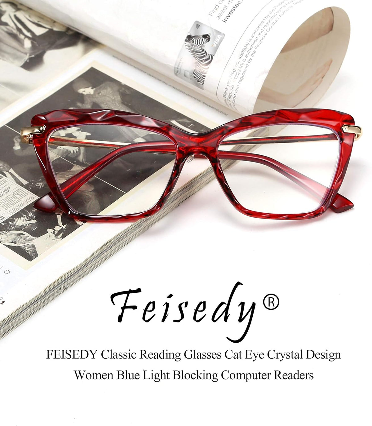 ÉÌƷͼƬ 41 | B088WVS65H | FEISEDY Crystal Cat Eye Reading Glasses Blue Light Blocking Reader Anti Eyestrain Glasses B2596 Champagne 1.75x