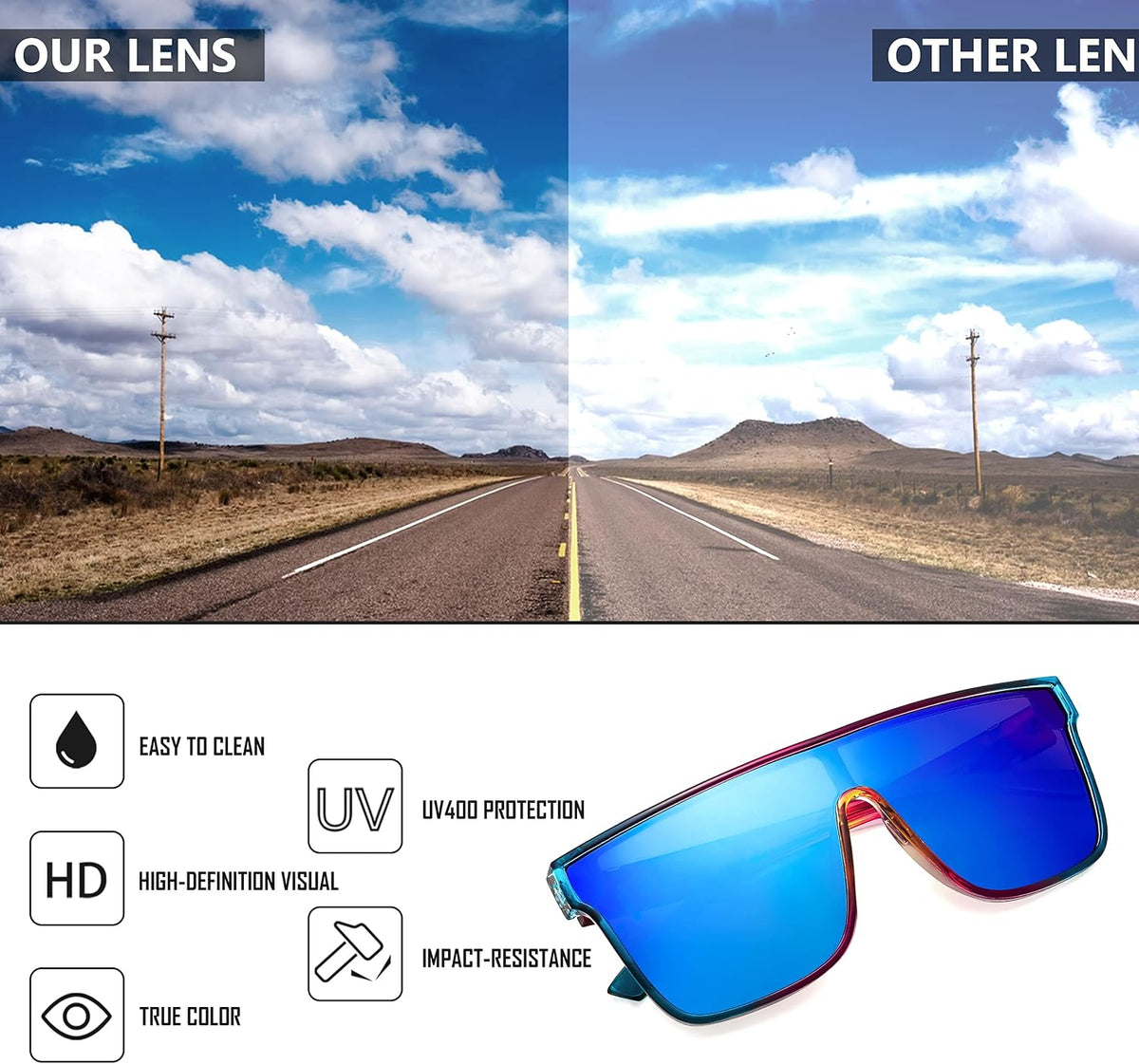 ÉÌƷͼƬ 119 | B0B2836HD6 | FEISEDY Sunglasses for Women Men, Fashion Mirrored Single Lens Shades