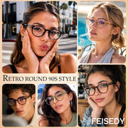 ÉÌƷͼƬ 3 | B0HC6D93TL | FEISEDY Stylish Round Blue Light Blocking Glasses for Women Men B0469