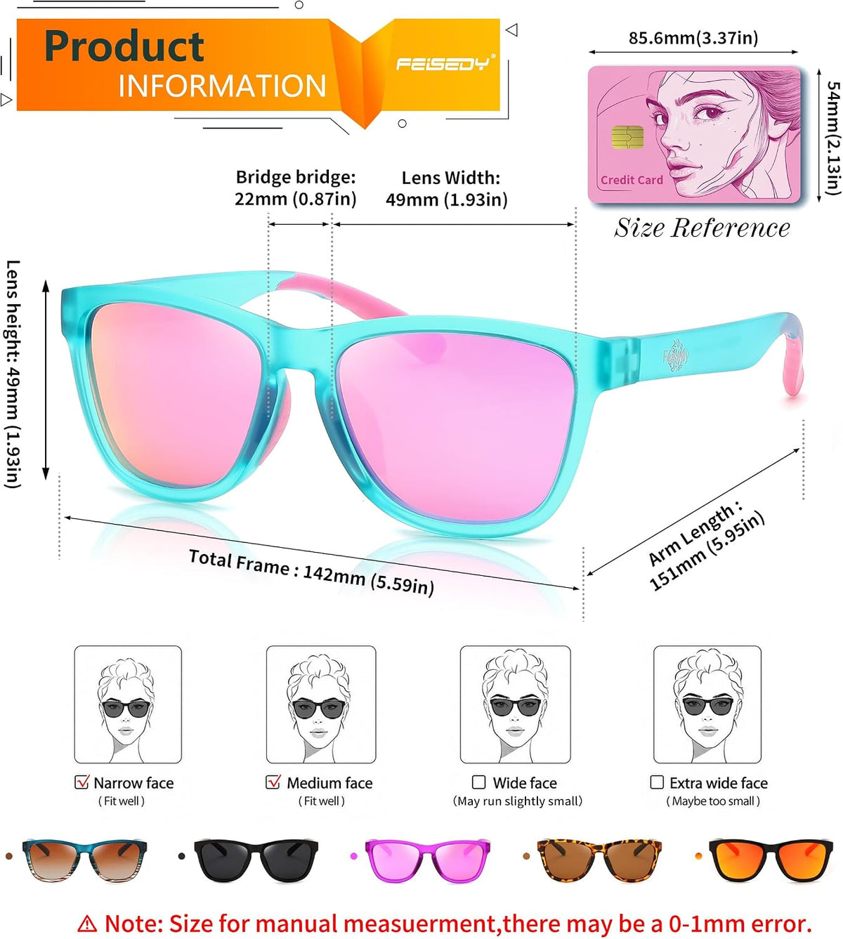 商品图片 17 | B0HFJF1ZXG | FEISEDY Polarized Sunglasses Women Men Sports Lightweight Sun Glasses B1423