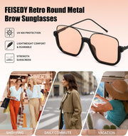 ÉÌƷͼƬ 24 | B0GXYGJLHV | FEISEDY Retro Square Aviator Sunglasses for Women Men Y2K Oversized B0432