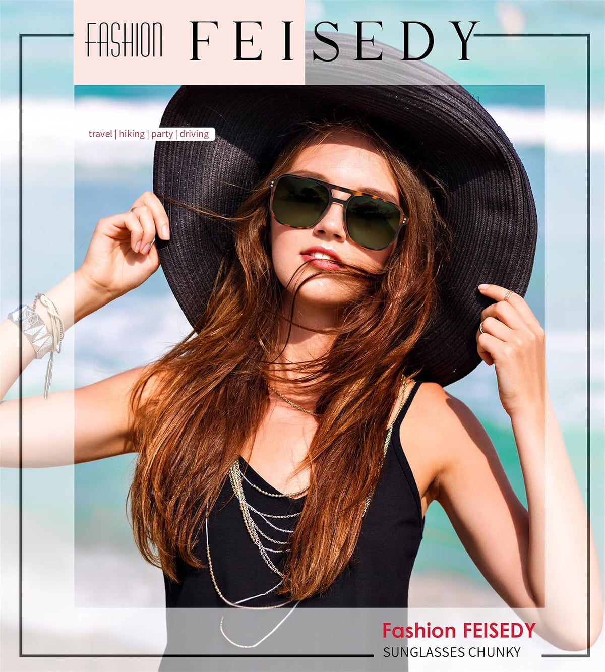 商品图片 42 | B09J8999GR | FEISEDY Retro Square Aviator Sunglasses Women Men 70s Vintage Trendy Plastic Frame Sun Glasses B2835