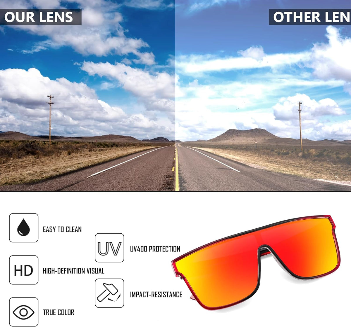 ÉÌƷͼƬ 112 | B0B2836HD6 | FEISEDY Sunglasses for Women Men, Fashion Mirrored Single Lens Shades