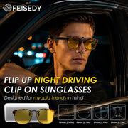 商品图片 9 | B0HDSX3PVB | FEISEDY Polarized Flip-Up Clip On Sunglasses Over Prescription B0486