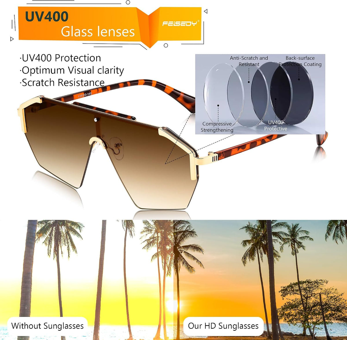 ÉÌƷͼƬ 20 | B0D6G3P982 | FEISEDY Fashion Flat One Piece Oversized Sunglasses Rimless Irregular Stylish Retro Design Shade Women Men B0153