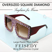 ÉÌƷͼƬ 11 | B09YHJ846J | FEISEDY Square Diamond Sunglasses for Women Retro Fashion Shiny Rhinestone Sun Glasses B2916