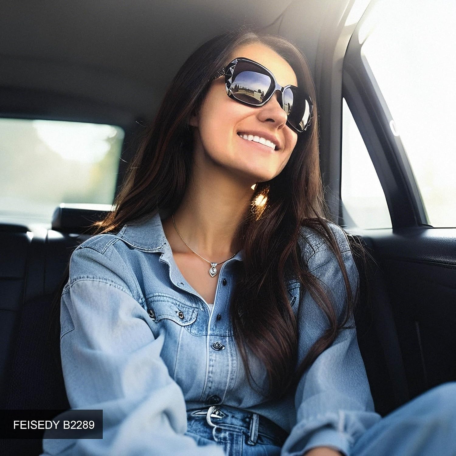 商品图片 76 | B079GT4RXH | FEISEDY Polarized Women Square Sunglasses Sparkling Composite Shiny Frame B2289