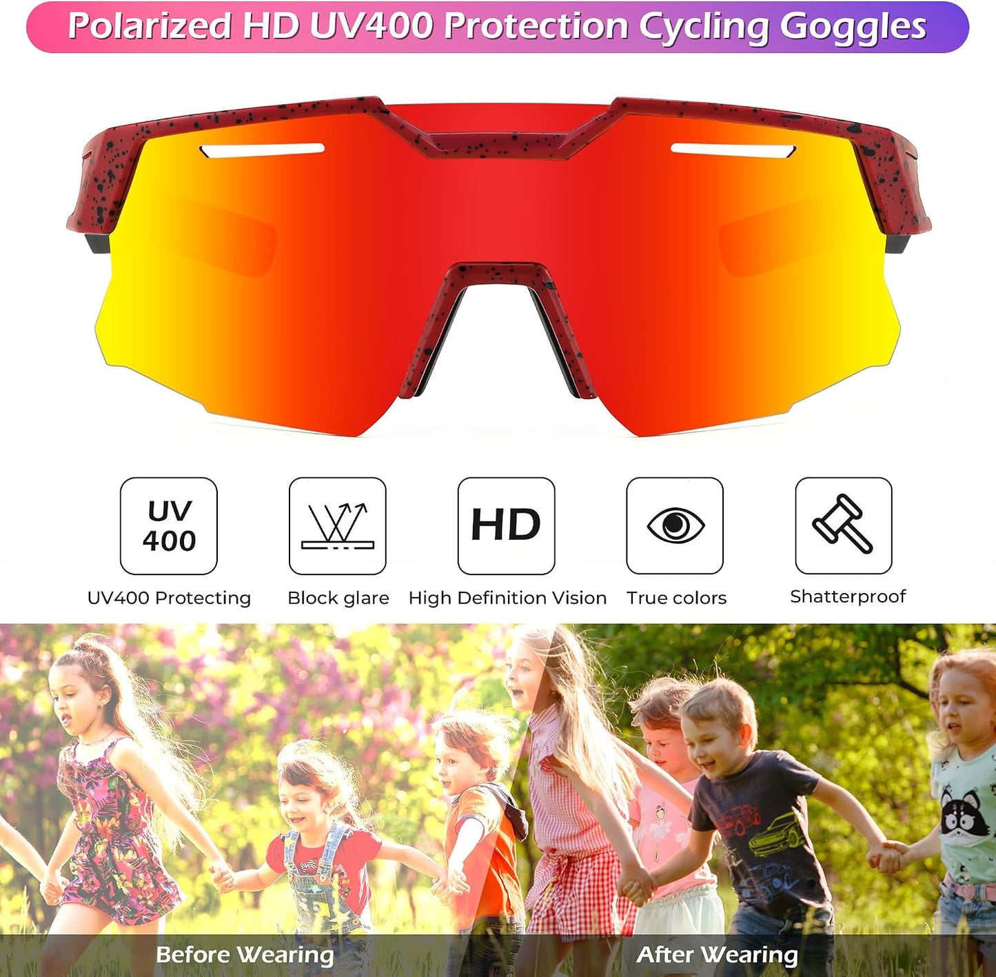 商品图片 31 | B0D78P6WRV | FEISEDY Kids Teens Baseball Polarized Sunglasses Sports Cycling Glasses for Youth Boys Girls Age 8-16 B0157