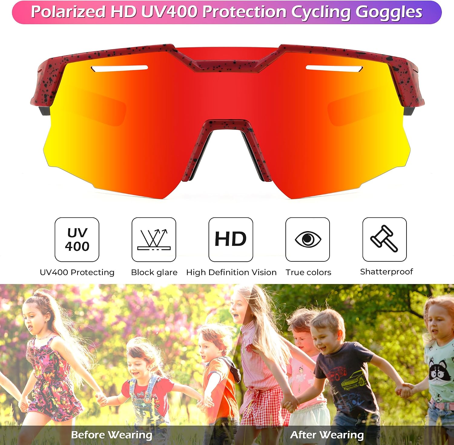 商品图片 31 | B0D78P6WRV | FEISEDY Kids Teens Baseball Polarized Sunglasses Sports Cycling Glasses for Youth Boys Girls Age 8-16 B0157