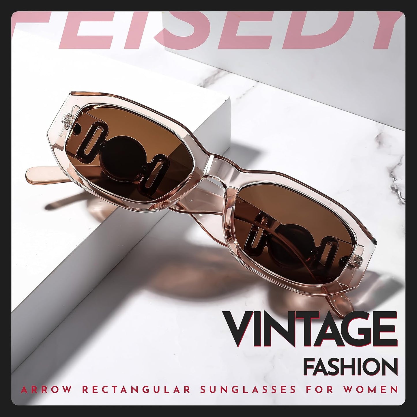 商品图片 35 | B0B5V7T75J | FEISEDY Retro Trendy Rectangle Sunglasses Women Men Narrow Shades B2322