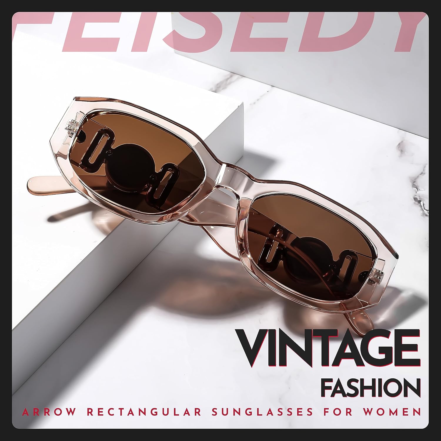 商品图片 35 | B0B5V7T75J | FEISEDY Retro Trendy Rectangle Sunglasses Women Men Narrow Shades B2322