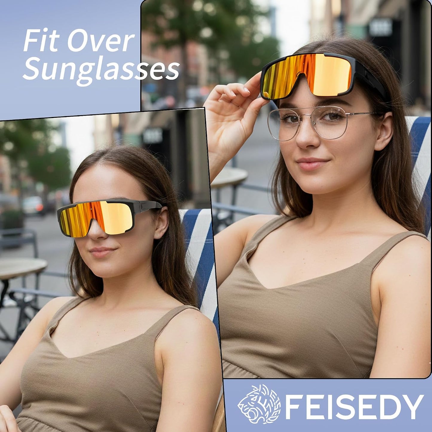 商品图片 24 | B0FY37CX2V | FEISEDY Polarized Fit Over Glasses Sunglasses for Men Women, Sports Wrap Around for Driving Cycling Fishing B0315