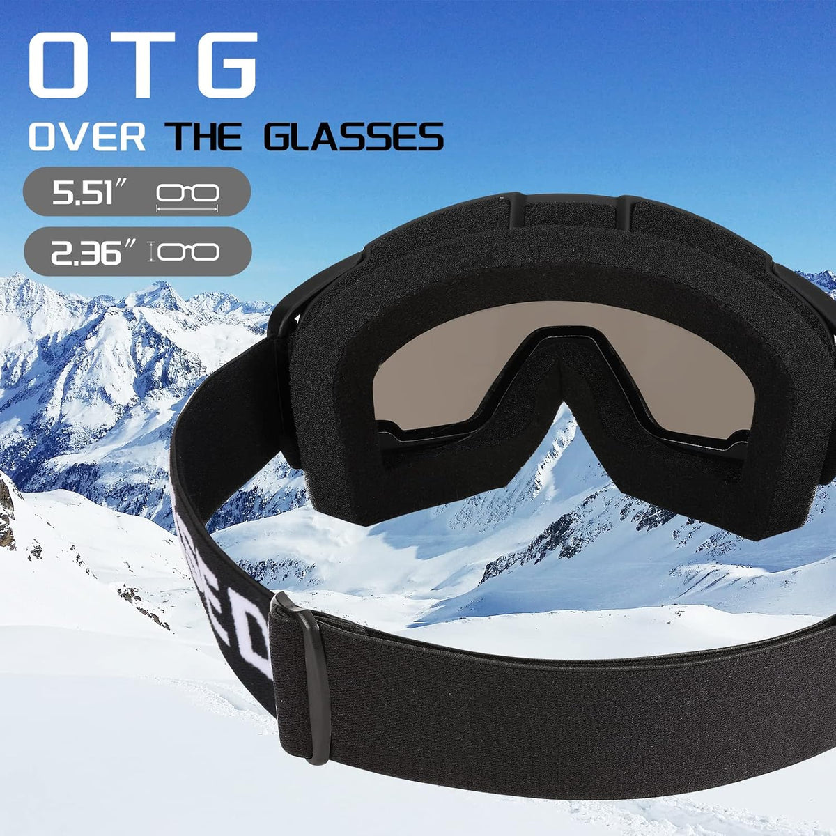 商品图片 26 | B0GHRB6WCQ | FEISEDY Ski Goggles, OTG Snow Sport Goggles for Adult Youth, Anti-Fog UV400 Protection Bendable Dual-Lenses B2961